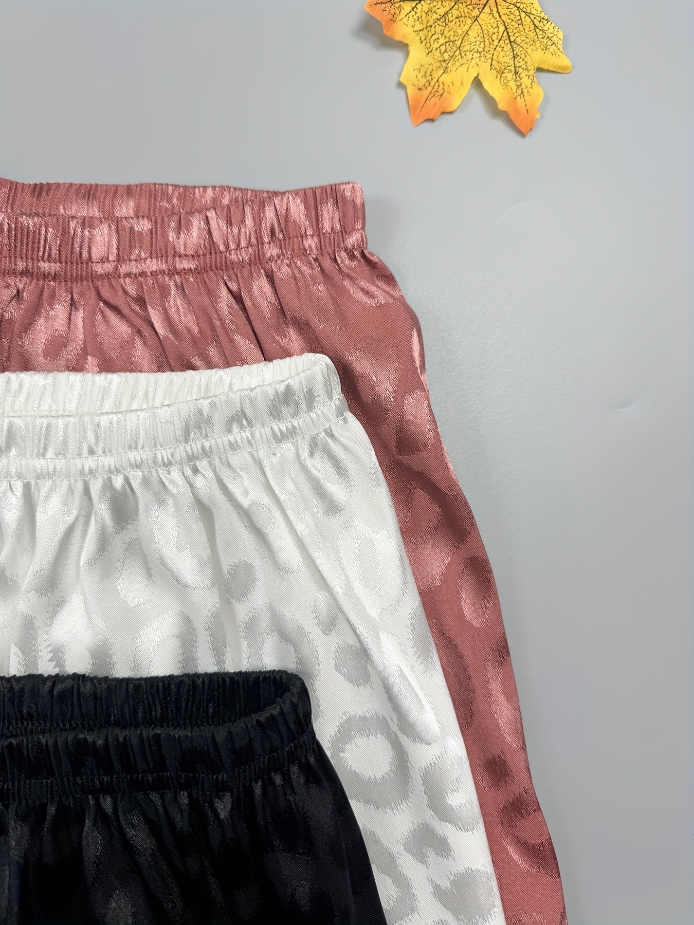 Women’s Premium Jacquard Satin Night Suit Set – Pack of 3 (Black, White & Rose Pink)