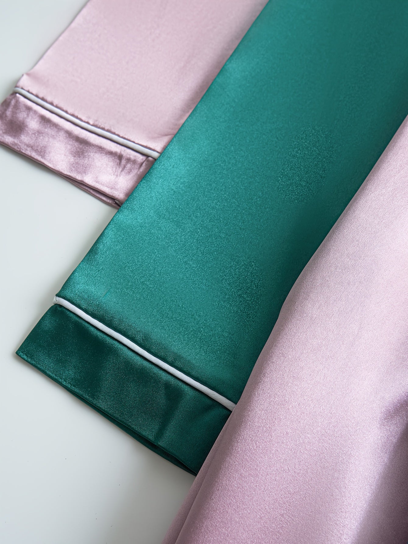 Women’s Premium Satin Night Suit Set – Pack of 2 (Emerald Green & Dusty Pink)