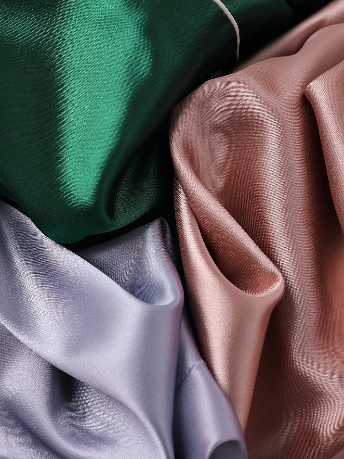 Women’s Premium Satin Night Suit Set – Pack of 3 (Rose Gold, Lavender & Emerald Green)
