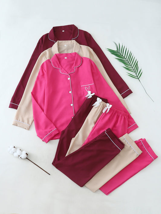 Women’s Cotton Full Sleeve Pajama Set – Pack of 3 (Pink, Beige & Maroon)
